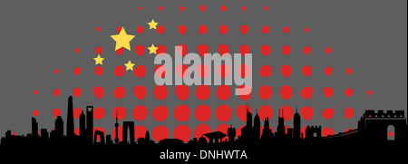Großen Festland China Building Skyline abstrakte Flagge Stockfoto
