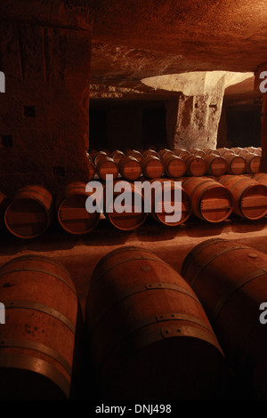 CHÂTEAU AUSONE, PREMIER GRAND CRU EINGESTUFT, 'A', DER WEINKELLER, SAINT-EMILION, (33) GIRONDE, AQUITAINE, FRANKREICH Stockfoto