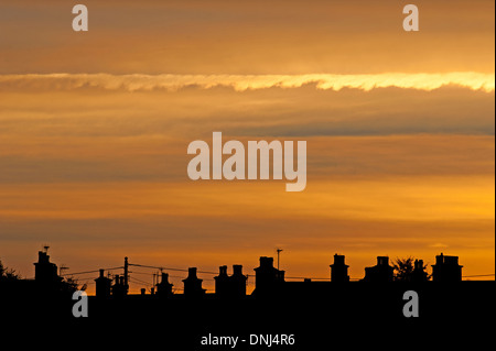 Stadtlandschaft auf der Dachterrasse bei Sonnenuntergang.  SCO 0168. Stockfoto