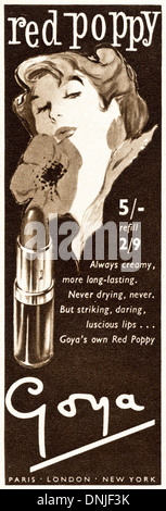 1950er Jahre Magazin Werbung Werbung RED POPPY Lippenstift von GOYA Stockfoto