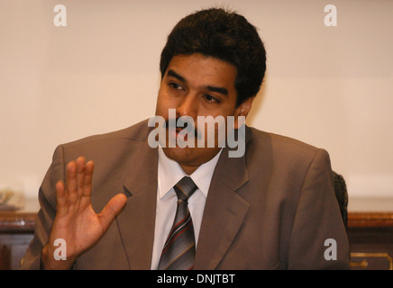 Foto der venezolanische Präsident Nicolas Maduro während einer Pressekonferenz in Caracas, Venezuela Stockfoto