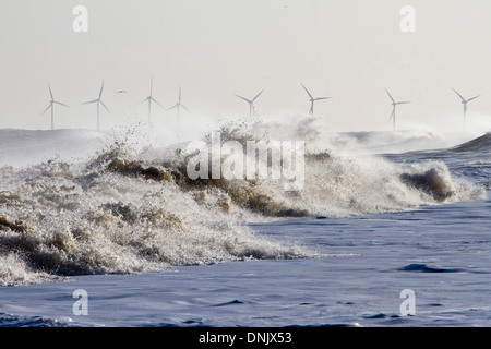 Meerstrand Pfund an Hembsby während der Ostküste Flutwelle des 6. Dezember 2014 Stockfoto