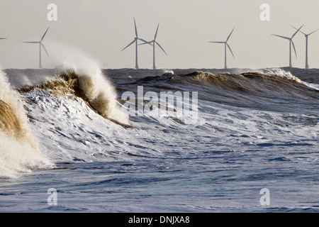 Meerstrand Pfund an Hembsby während der Ostküste Flutwelle des 6. Dezember 2014 Stockfoto