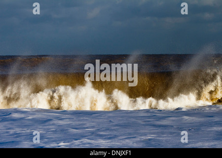 Meerstrand Pfund an Hembsby während der Ostküste Flutwelle des 6. Dezember 2014 Stockfoto