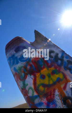 Cadillac Ranch, ein Wahrzeichen der Route 66 in der Nähe von Amarillo, Texas Stockfoto