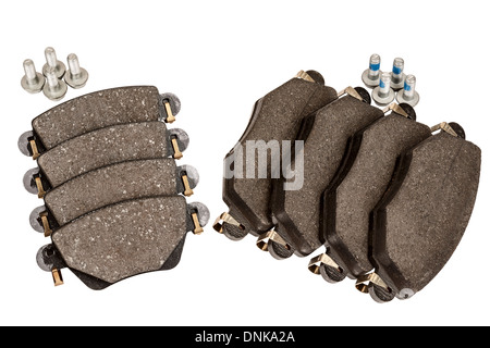 Bremsbelag set mit Schrauben Stockfoto