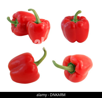 Satz von Paprika, isoliert auf weiss Stockfoto