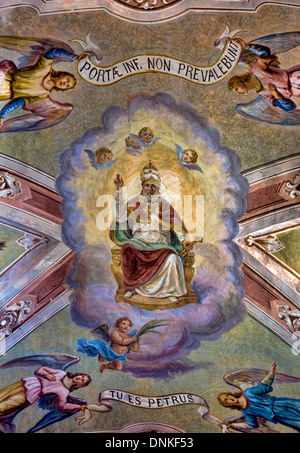 Kirchliche Kunst - St Peter, Decke. Corniglia, Cinque Terre, Italien. Stockfoto