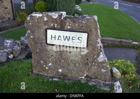 Schild am Eingang der Wensleydale Marktstadt Hawes Stockfoto