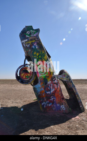 Cadillac Ranch, ein Wahrzeichen der Route 66 in der Nähe von Amarillo, Texas Stockfoto