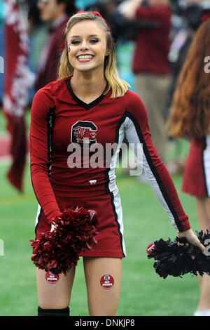 Orlando, Florida, USA. 1. Januar 2014. 1. Januar 2014: South Carolina Gamecocks Cheerleader während der Capital One Bowl zwischen Wisconsin Badgers und die South Carolina Gamecocks im Citrus Bowl in Orlando, FL. Credit: Csm/Alamy Live-Nachrichten Stockfoto