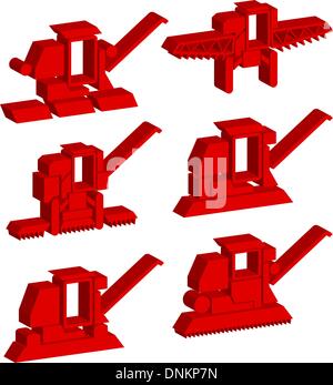 Vektor landwirtschaftliche Fahrzeuge Ernte kombinieren set Stock Vektor