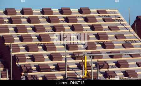 Pantiles in Position gebracht auf Wohnhaus, Grantham, Lincolnshire Stockfoto