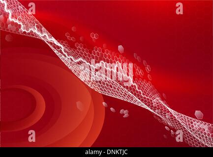 Grafik-Design-Konzept; eine abstrakte roten Hintergrund mit Sechsecken und elektrische Blitzeinschlag Stock Vektor