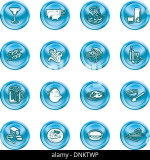 Eine Reihe von Nahrungsmitteln und Getränken Icons. Stock Vektor