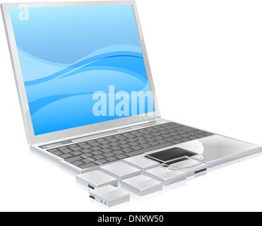 Laptop Teile konzeptionelle Darstellung. Könnte ein Laptop aus Stücke bilden oder Fragmentierung hinein. Konzept für de-fragmentin Stock Vektor
