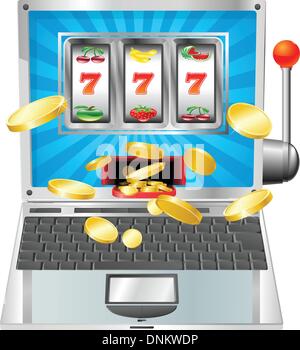 Laptop Spielautomaten Online-Glücksspiele Konzept gewinnen Stock Vektor