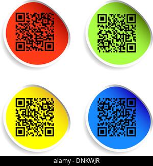 Moderne Bar-Codes. Satz von Etiketten mit qr-Codes. Stock Vektor