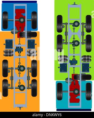 LKW-Federung, Ansicht von oben. Vektor-Illustration Stock Vektor