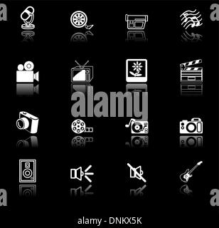 Eine Reihe von Symbolen, die in Bezug auf verschiedene Arten von Medien. Stock Vektor