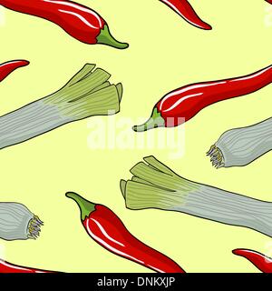 Musterdesign Gemüse Lauch und Paprika-Vektor-illustration Stock Vektor