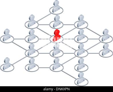 Konzeptionelle Darstellung der ein Netzwerk von Menschen, die miteinander verbunden, wie das Internet oder social Media Netzwerk Stock Vektor