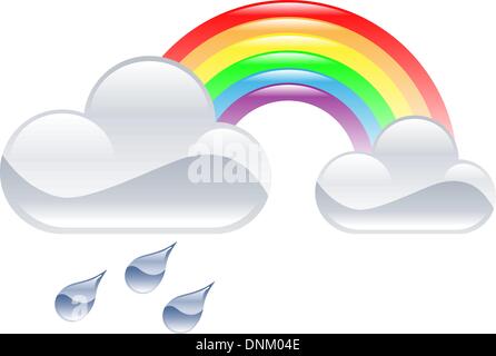 Abbildung eines Regenbogens mit Regenwolke Stock Vektor