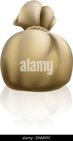 Segeltuch Sack Grafik gebunden mit Seil und mit einer Reflexion Stock Vektor