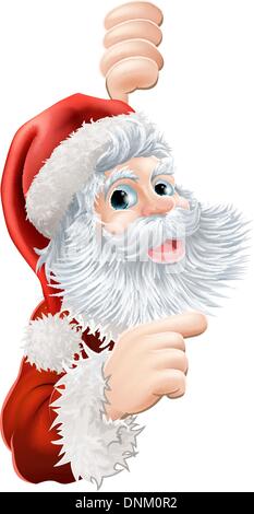 Illustration von fröhliche Weihnachten Weihnachtsmann peeping Runde und zeigt Stock Vektor