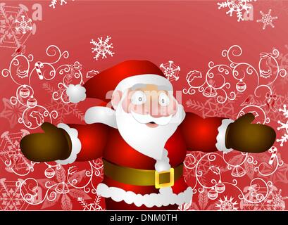 Illustration von Santa mit Weihnachten Hintergrund Stock Vektor