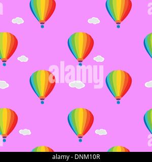 Nahtlose Tapete Ballons und Wolken am Himmel Stock Vektor