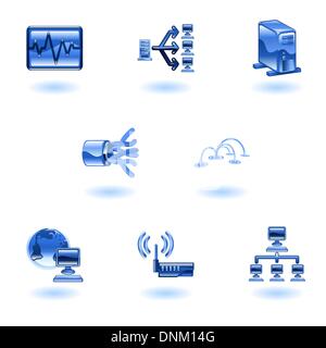 Ein glänzend Computer-Netzwerk und Internet-Icon-set Stock Vektor