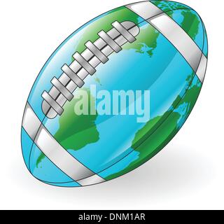 Weltkugel American Football Ball Konzept Abbildung Stock Vektor