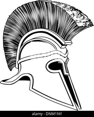 Grafik einer Bronze Trojan Helm, Spartan Helm, römischen Helm oder griechischen Helm. Korinthischen Stil. Stock Vektor