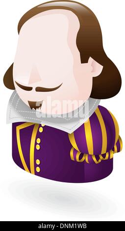 Abbildung eines Barden Shakespeare Zeichen Symbol Stock Vektor