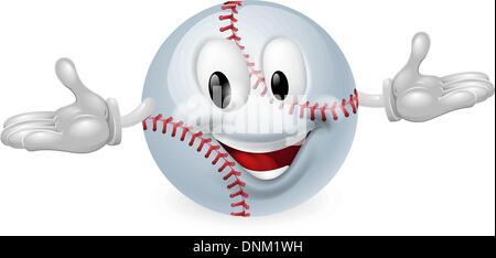 Abbildung eines niedlichen glücklich Baseball Ball Maskottchen Mannes Stock Vektor