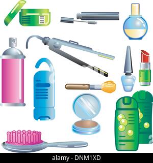 Satz von Schönheit und Kosmetik-Produkte-illustration Stock Vektor