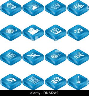 Eine Reihe von Symbolen, die in Bezug auf verschiedene Arten von Medien. Stock Vektor