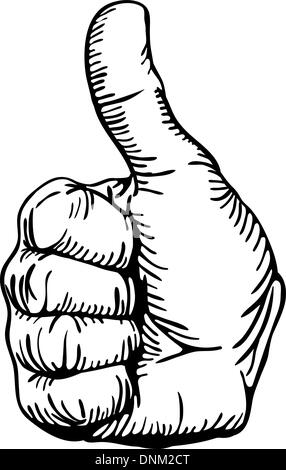 eine schwarz / weiß Darstellung einer menschlichen Hand geben den Daumen nach oben Stock Vektor