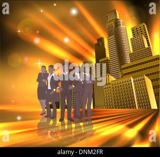 Business-Team von young Professionals vor modernen Stadt. Stock Vektor