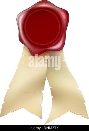 Rotes Wachs versiegeln mit lange Blättern Bänder, Raum in der Mitte für Ihre Design-Elemente oder text Stock Vektor