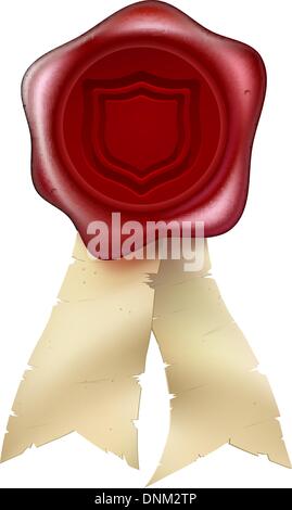 Eine rotes Schild Wachs versiegeln mit Bändern. Konzept für garantiert sichere oder ähnliches. Stock Vektor