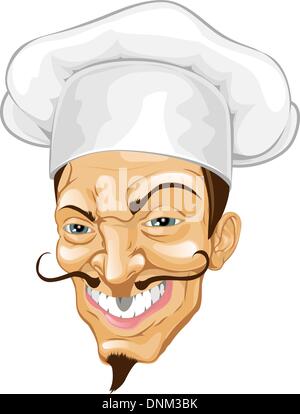 Porträt eines ziemlich böse aussehenden Cartoon Chef Stock Vektor