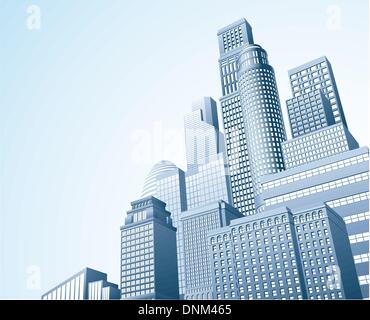 Illustration des städtischen Wolkenkratzer-Skyline von Bürogebäuden Stock Vektor