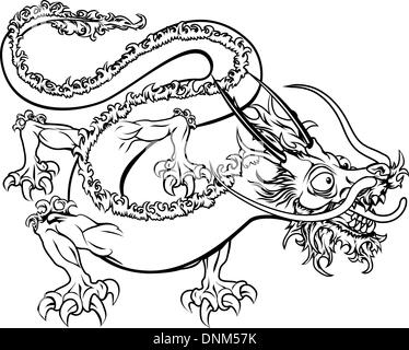 Eine Abbildung eines stilisierten chinesischen orientalischen Drachen vielleicht ein Drache tattoo Stock Vektor