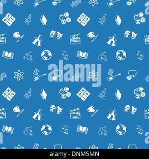 Ein sich wiederholende nahtlose Bildung Themen Hintergrund Fliesen Textur mit vielen Zeichnungen von verschiedenen Kategorien oder ve Stock Vektor
