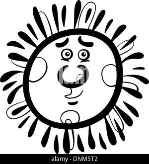 Schwarz / Weiß Cartoon Illustration von lustigen Sun Comic Maskottchen für Kinder Malbuch Stock Vektor