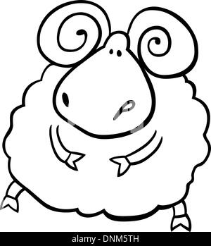 Comic-Illustration des Sternzeichen Widder für Malbuch Stock Vektor