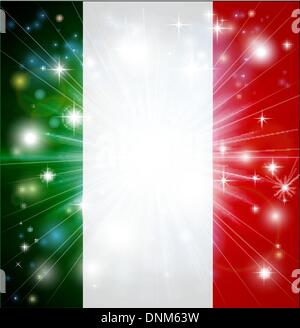 Flagge von Italien Hintergrund mit pyrotechnischen oder leicht platzen und Kopie Raum in der Mitte Stock Vektor