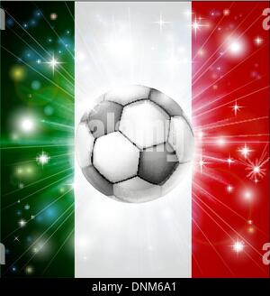 Flagge von Italien Fußball Hintergrund mit pyrotechnischen oder leicht platzen und Fußball Fußball-Ball in der Mitte Stock Vektor